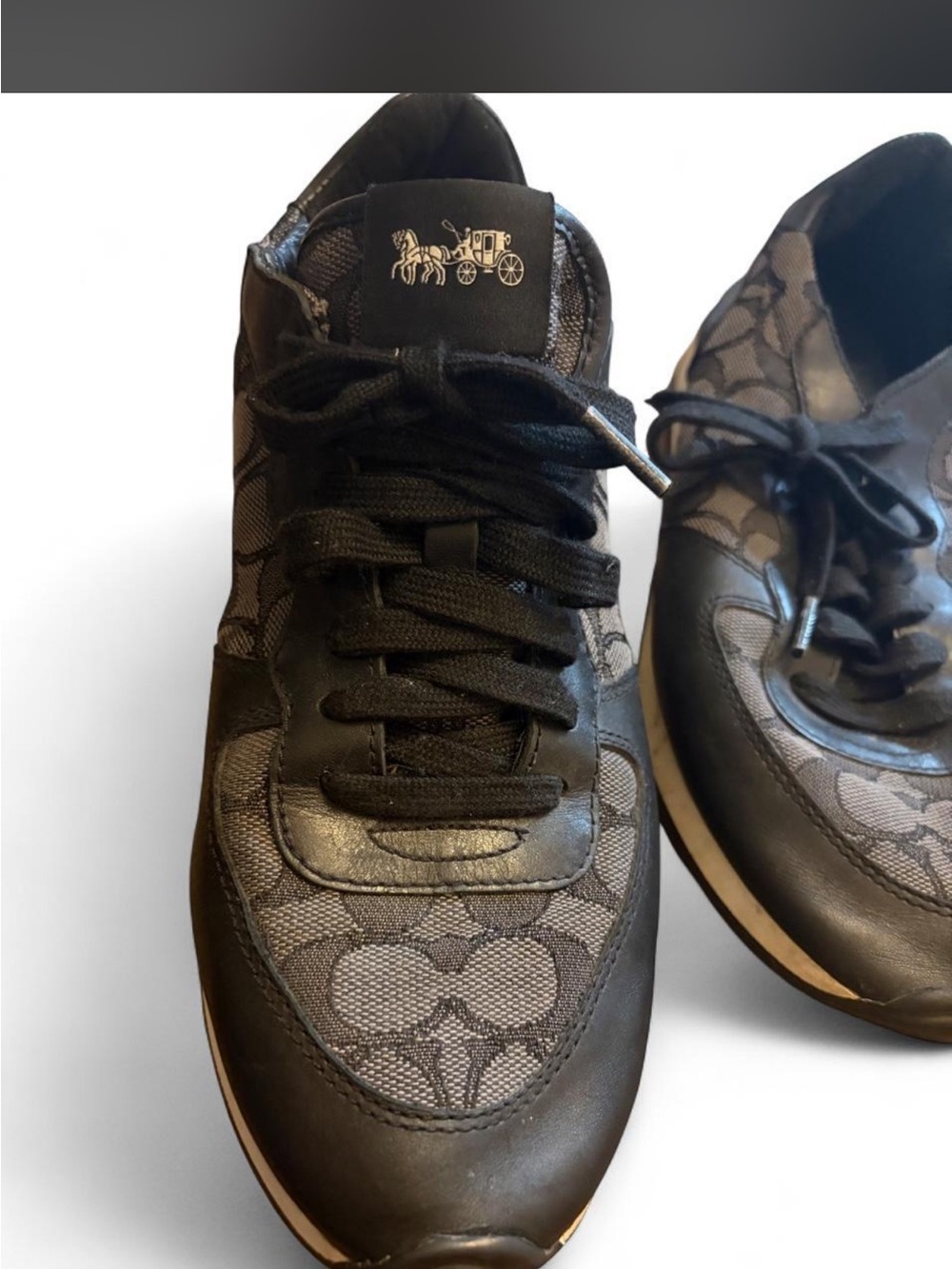 Coach woman’s  Black Signature Logo Runner Sneakers